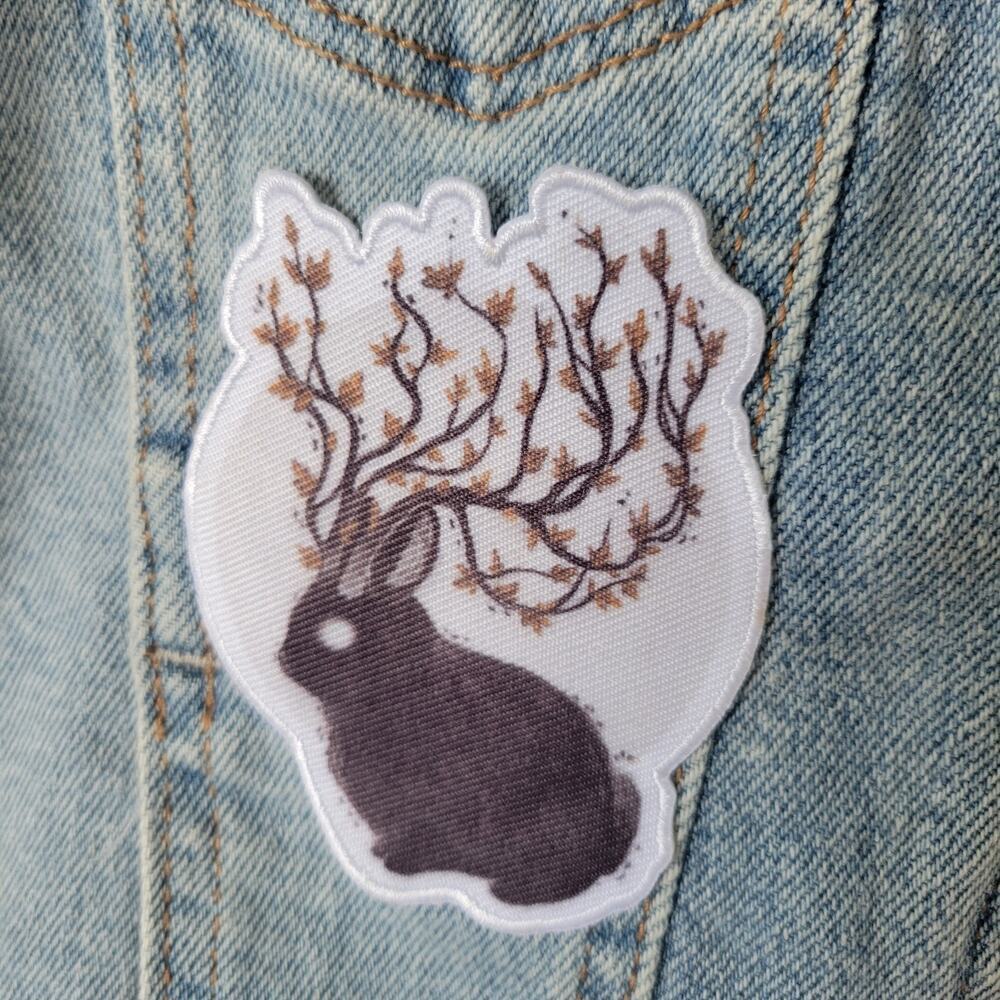 Kensie Embellished Distressed Jean Jacket Women M Denim Blue Long Sleeve Patches - Picture 8 of 12